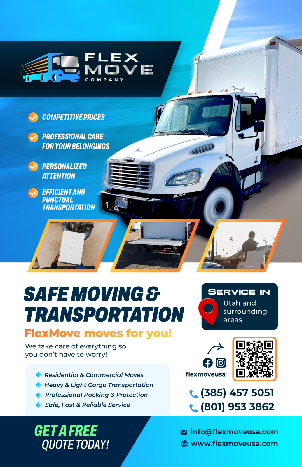 Flex Move Company flyer and truck